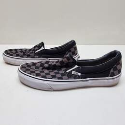 Vans Gray Checkerboard Classic Slip On Sneakers Unisex Size 10.5