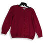 Womens Red Tight-Knit Button Front Long Sleeve Cardigan Sweater Size XL image number 1