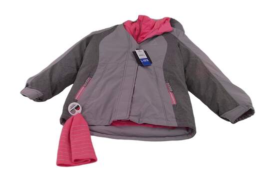 NWT Girls Gray Hooded Long Sleeve Zipped Pockets Puffer Hat Jacket Size 14/16 image number 5