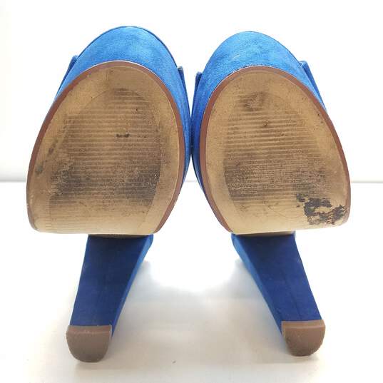 Steve Madden Gazette Blue Slingback Platform Heels Women's Size 6 image number 5