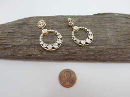 14K Yellow & White Gold Diamond-Cut Circle Drop Earrings 4.8g alternative image