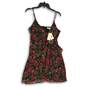 NWT Row .A Womens Pink Black Floral V-Neck Sleeveless Back Zip Mini Dress Size M image number 1