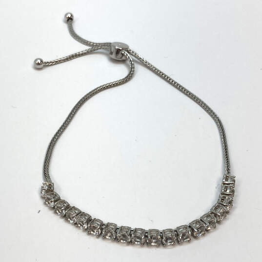 Designer Givenchy Silver-Tone Snake Chain Crystal Cut Stone Charm Bracelet image number 3