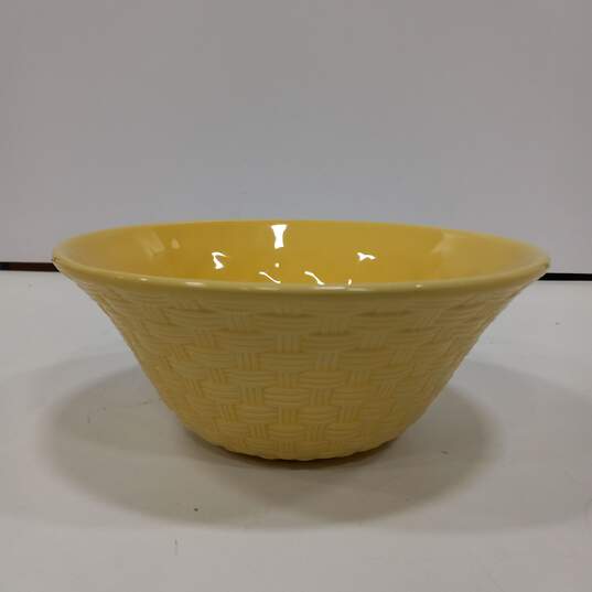 Pfaltzgraff 10" Yellow Ceramic Basket Weave Bowl image number 2