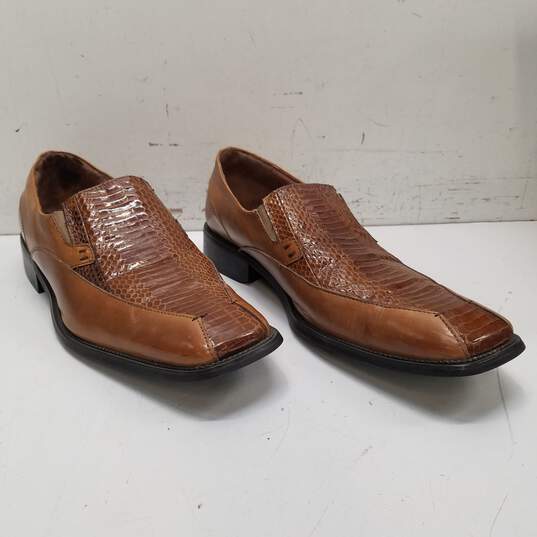 Stacy Adams Brown Genuine Snakeskin Leather Slip On Loafers Dress Shoes Men's Size 11 M image number 3
