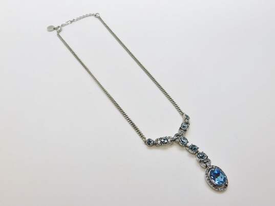 Givenchy Blue Rhinestone Silver Tone Necklace 20.6g image number 2