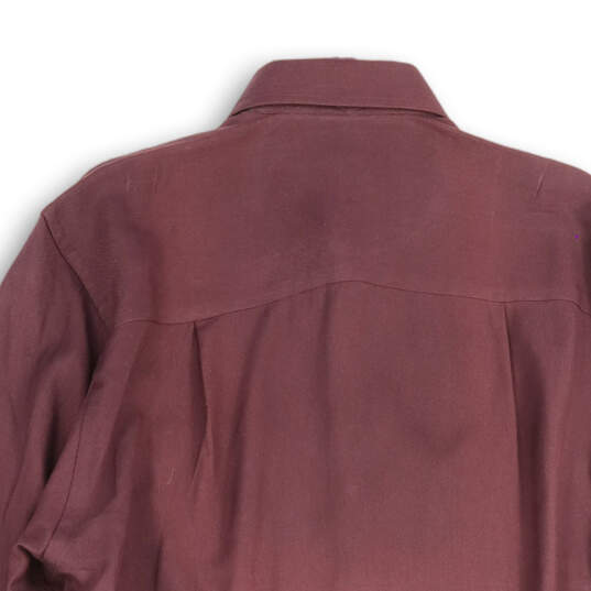 NWT Mens Deep Maroon Spread Collar Long Sleeve Button-Up Shirt Size Medium image number 4