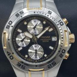 Pulsar 40mm Case Diver Chronograph 100m WR Men's 2 tone stainless steel quartz Watch