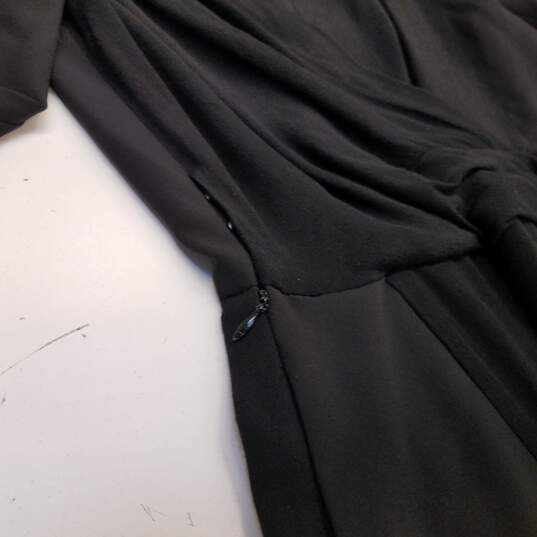 Womens Black Long Sleeve Surplice Neck Side Zip Mini Dress Size 2 image number 4