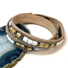 Designer Stella & Dot Two-Tone Rhinestone Leather Adjustable Wrap Bracelet
