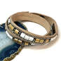 Designer Stella & Dot Two-Tone Rhinestone Leather Adjustable Wrap Bracelet image number 1