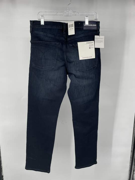Mens Blue 035 Dark Wash Stretch Denim Straight Jeans Size 32X30 W-0528922-A image number 3