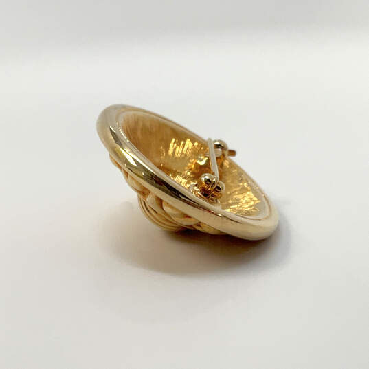 Designer Swarovski Gold-Tone Vintage Retro Signed Seed Pearl Oval Brooch image number 2