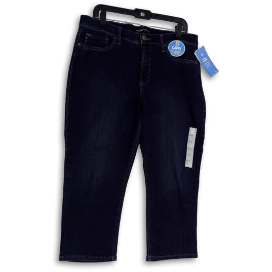 Buy the NWT Womens Blue Denim Dark Wash Soft Slimming Stretch Capri Jeans  Size 16