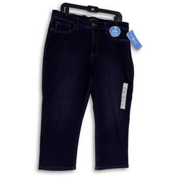 NWT Womens Blue Denim Dark Wash Soft Slimming Stretch Capri Jeans Size 16