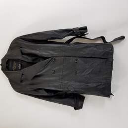 Metropolitan New York women Black Leather Trench Coat M