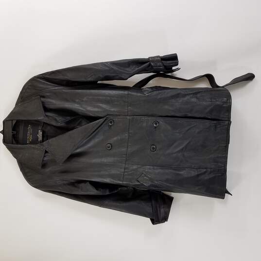 Metropolitan New York women Black Leather Trench Coat M image number 1