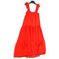Womens Orange Sleeveless Sweetheart Neck Long Tired Fit & Flare Dress Sz S image number 2