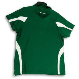 Womens Green White Short Sleeve Spread Collar 1/4 Zip Polo Shirt Size XXL alternative image