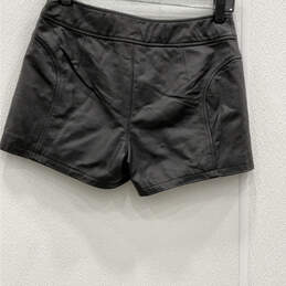 Womens Black Leather Flat Front Snap Regular Fit Biker Shorts Size 32/4W