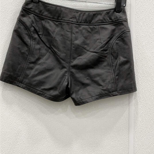 Womens Black Leather Flat Front Snap Regular Fit Biker Shorts Size 32/4W image number 1