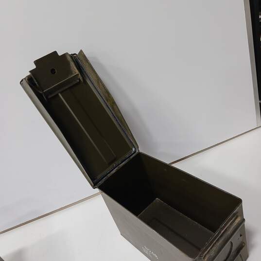 Bundle of 2 Vintage Military Ammo Canisters image number 4