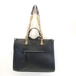 Jessica Simpson Black Faux Leather Gold Chain Shoulder Tote Bag alternative image
