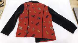 Wraps By Canvasbacks Folk Art Embroidered Animal Blazer Jacket Corduroy Size alternative image
