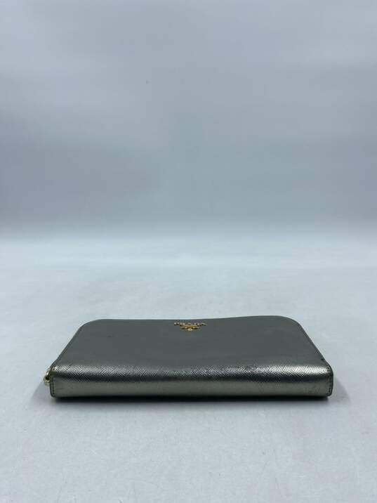 Authentic Prada Pewter Long Leather Wallet image number 3