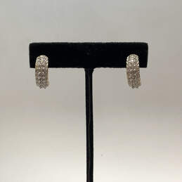 Designer Swarovski Gold-Tone Clear Rhinestone Crescent Shape Hoop Earrings