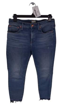 Womens Blue Denim Belt Loops 5 Pocket Button Straight Leg Jeans Size Small alternative image