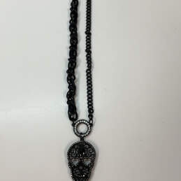 Designer Betsey Johnson Curb Chain Rhinestone Skull Pendant Necklace alternative image