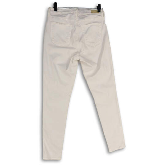 Womens White Denim Medium Wash Stretch Pocket Skinny Leg Ankle Jeans Sz 29R image number 4