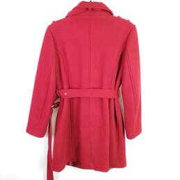 Michael Kors Women Red Wool Trench Coat Sz 10 alternative image