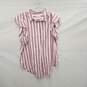 Anthropologie Maeve WM's Viscose & Nylon Pink Stripe Short Sleeve Shirt Size 2 image number 1