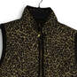 Womens Brown Cheetah Print Mock Neck Flap Pocket Full-Zip Vest Size S image number 2
