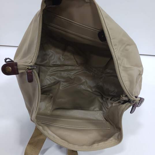 LL Bean Nylon Khaki w/ Brown Leather Trim Small Tote Bag with Wallet image number 5