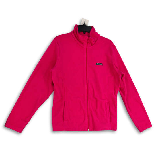 Womens Pink Fleece Mock Neck Long Sleeve Full-Zip Jacket Size XL image number 1