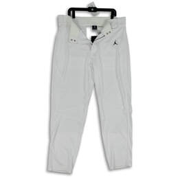 Mens White Flat Front Pockets Zip Athletic Sweatpants Size X-Large