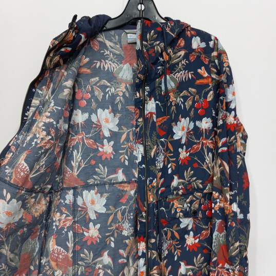Colombia Women's Navy Floral/Bird Hooded Jacket Size S NWT image number 3