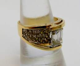 Fancy 14k Yellow Gold Marquise & Round Cut CZ Accent Ring 7.3 alternative image