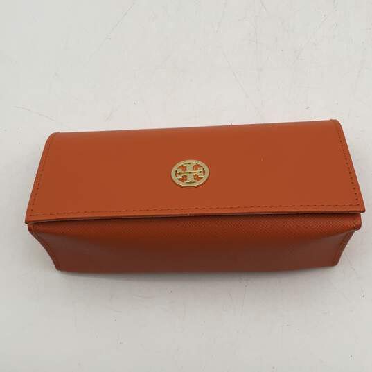 Tory Burch Womens Brown White Round Sunglasses Frames With Orange Case image number 4