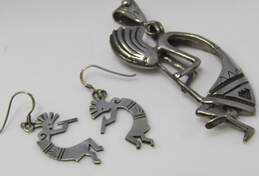 Sterling Silver Kokopelli Earring And Pendent