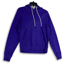 Womens Purple Long Sleeve Kangaroo Pocket Pullover Hoodie Size Medium