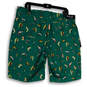 NWT Mens Green Fish Print Flat Front Slash Pocket Golf Chino Shorts Size 36 image number 2