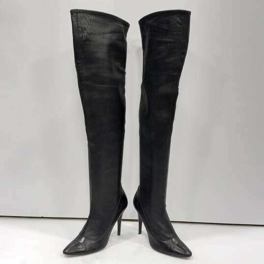 Escada Women's Knee Long Black Heel Boots Size 7.5 image number 2