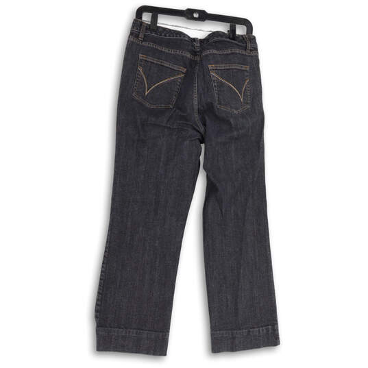 Womens Black Dark Wash Pockets Stretch Comfort Denim Bootcut Jeans Size 1 image number 2