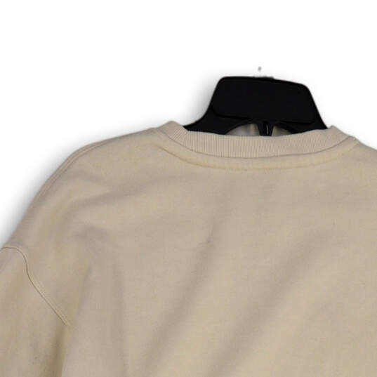 Womens Beige Crew Neck Long Band Sleeve Pullover Sweatshirt Size XS image number 4