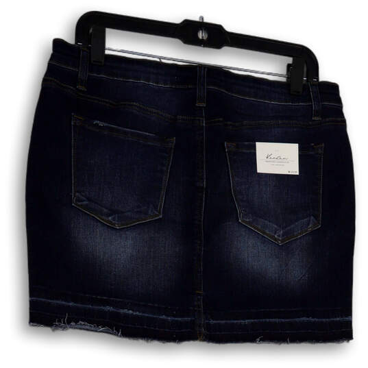 NWT Womens Blue Denim Medium Wash Flat Front Pockets Mini Skirt Size 11/29 image number 2