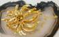 Vintage 14K Yellow Gold 0.25 CT Diamond & Sapphire Flower Brooch 24.0g image number 3